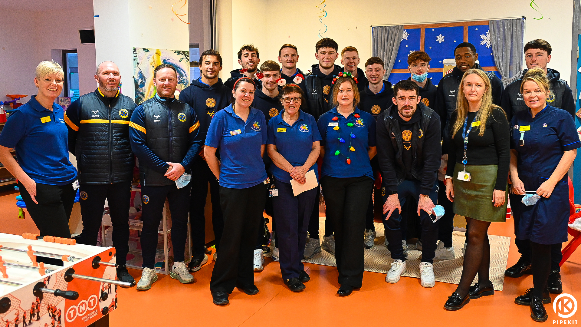 Shrewsbury players pay festive visit to children's hospital