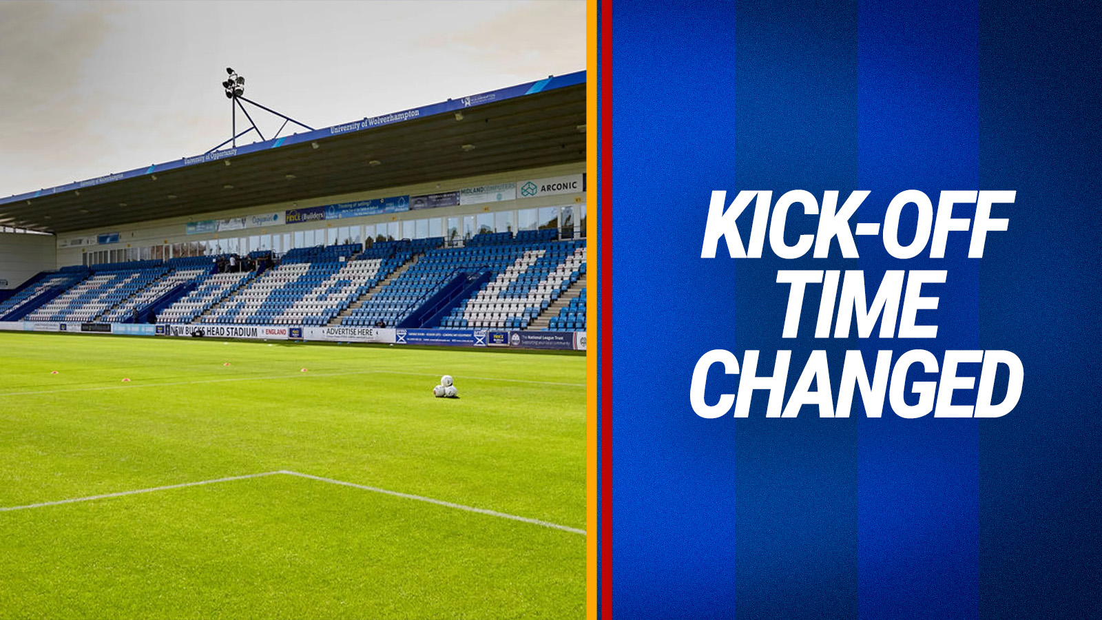 Kick-off time change: AFC Telford v Shrewsbury - now 7.30pm