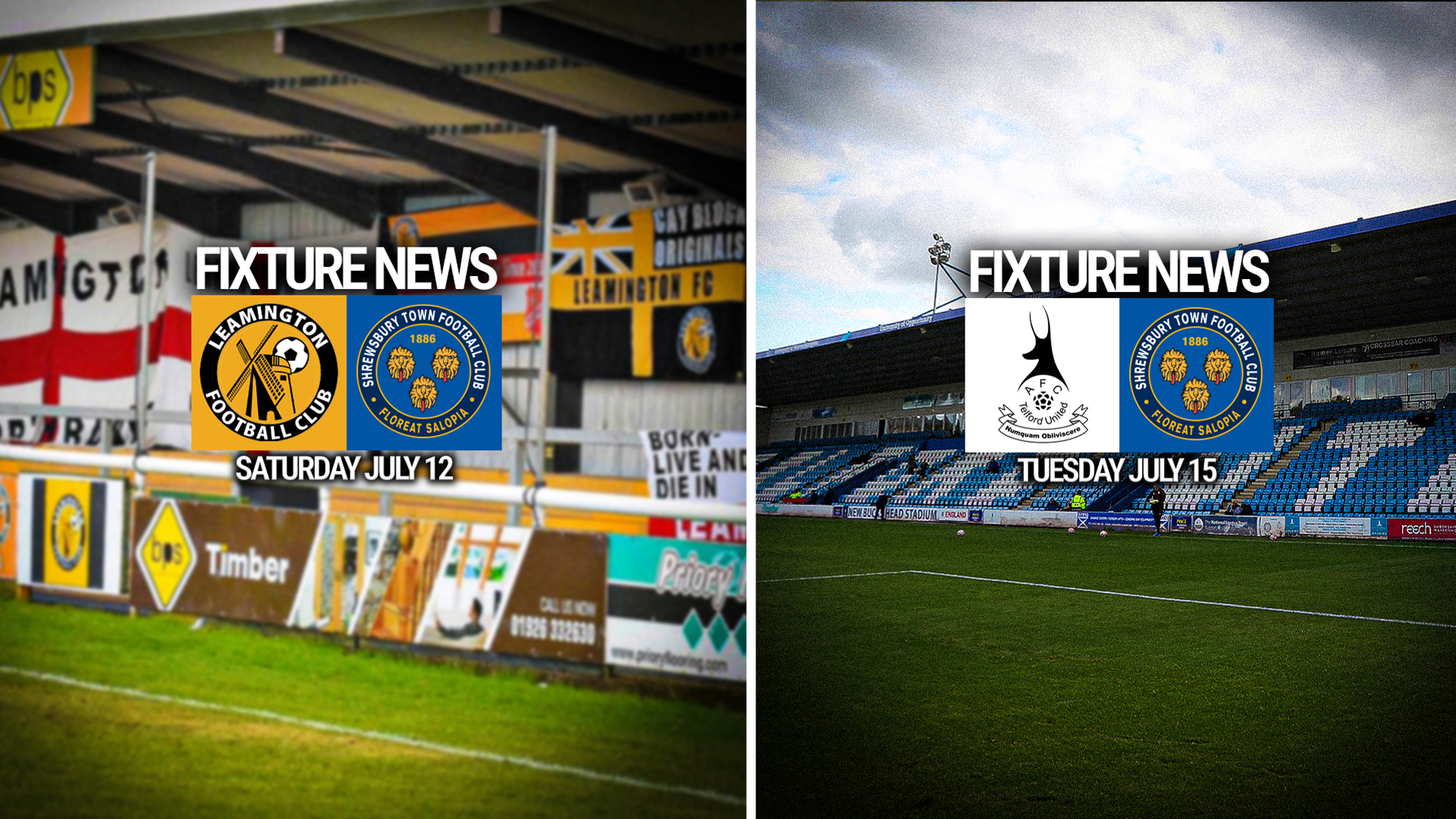 Shrewsbury to take on Leamington and Telford in pre-season