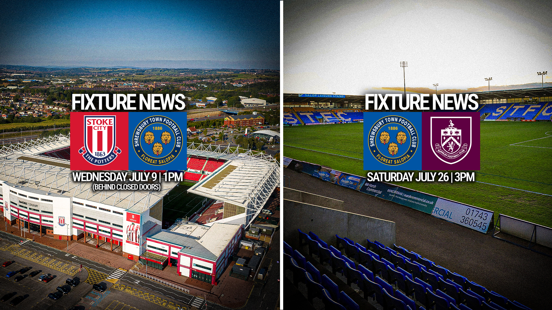Shrewsbury to take on Stoke and Burnley in pre-season friendlies