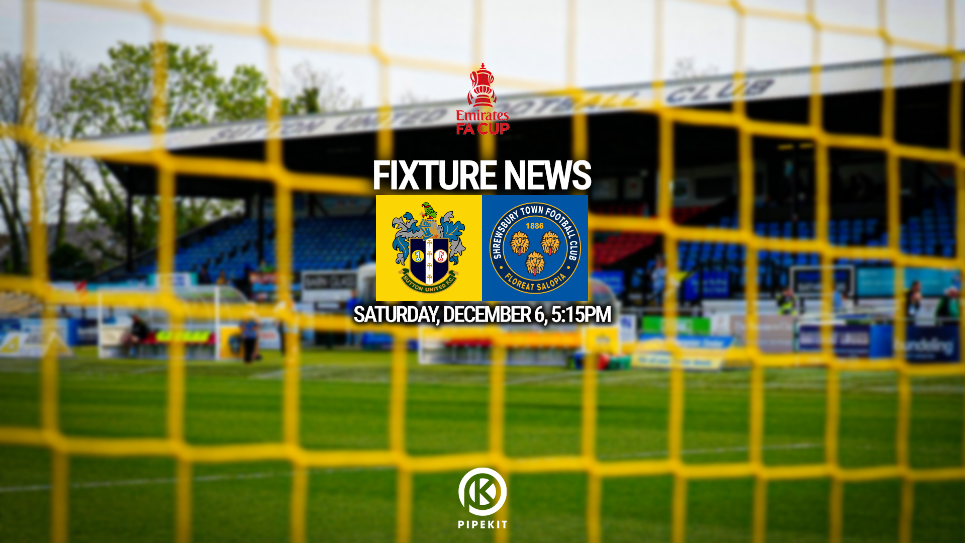 Shrewsbury Town's FA Cup clash at Sutton United to be on TV