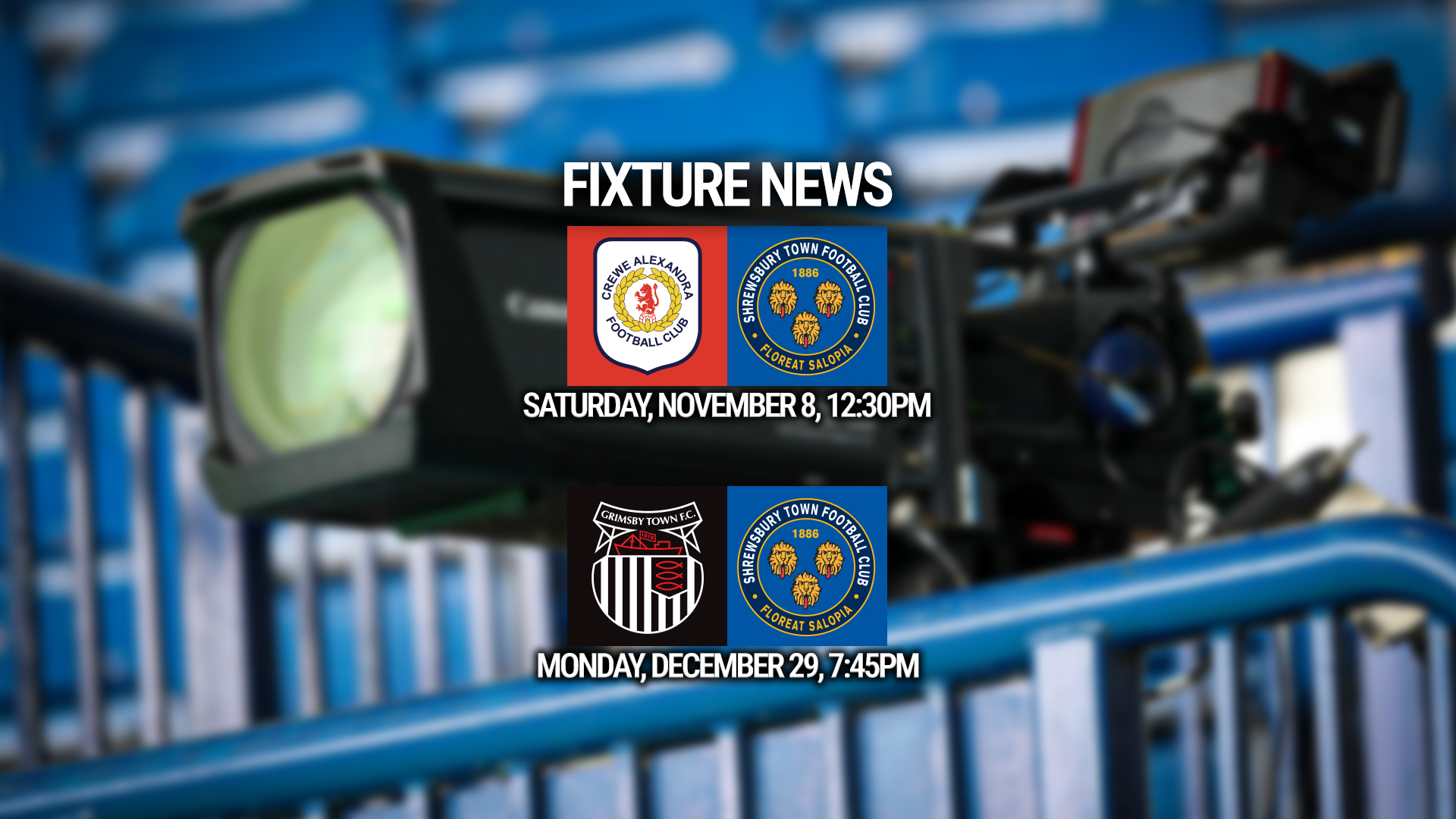 New kick-off times for trips to Crewe and Grimsby
